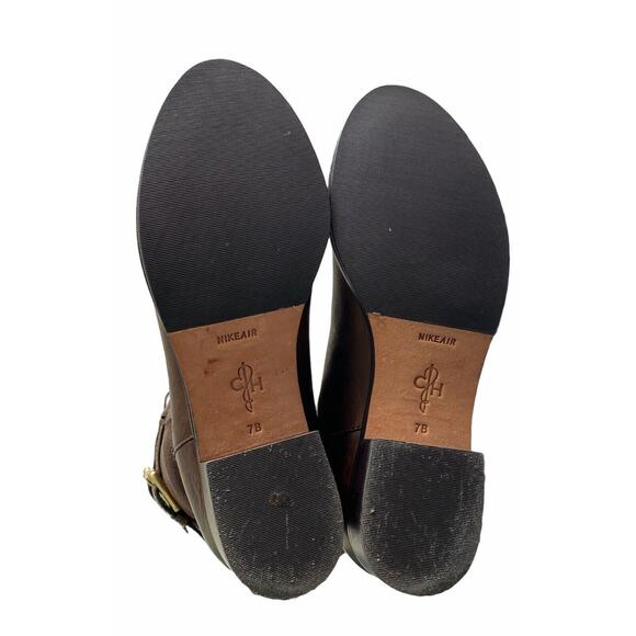 COLE HAAN NikeAir Leather Suede Buckle Knee High Boots Size 7 Riding Western - Picture 9 of 12